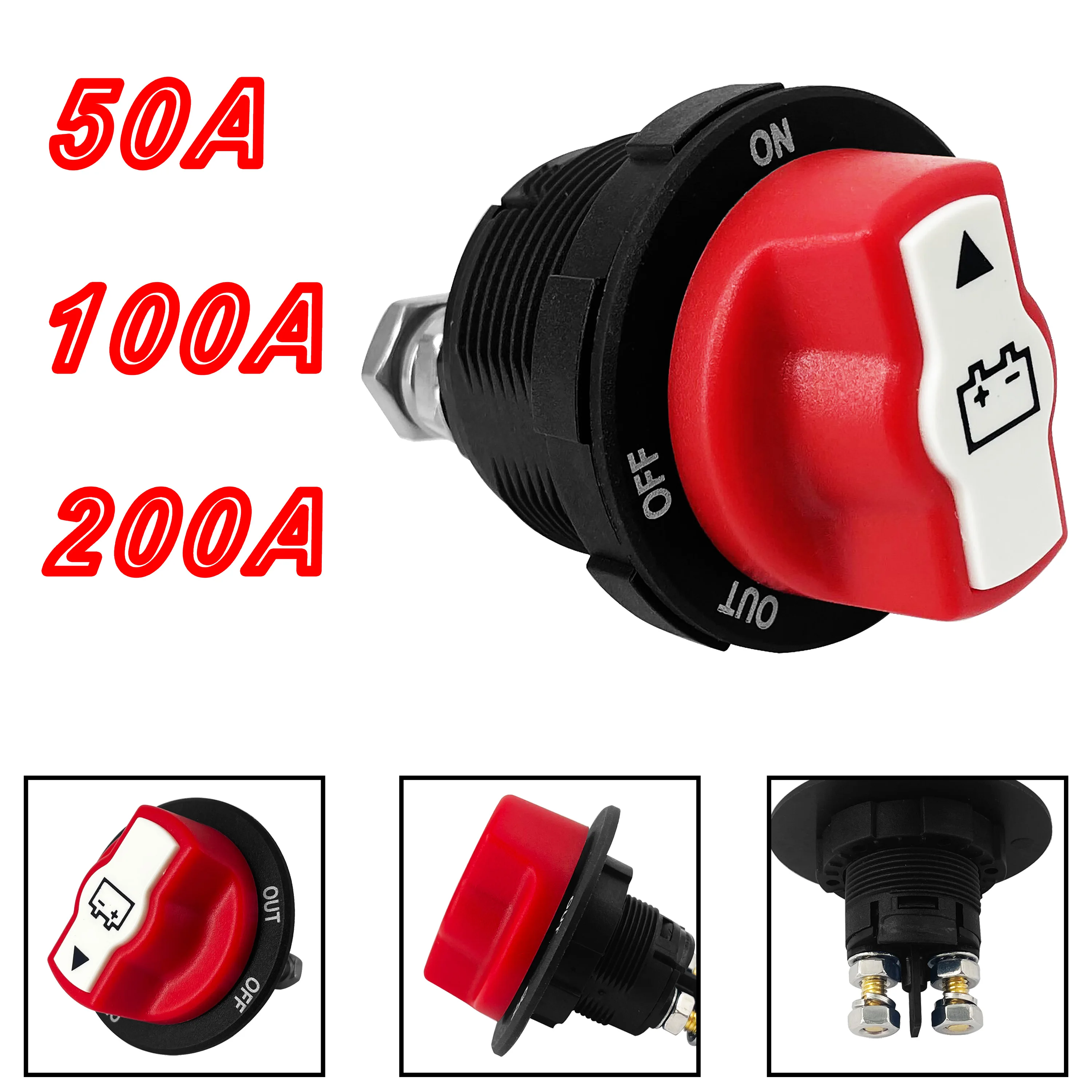 50A 100A 200A 300A Battery Kill Switch 12-48V Waterproof Power Cut Off Master Switch Disconnect Isolator for Car RV Marine Boat