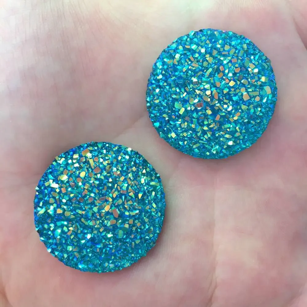 8PCS Shiny AB Resin 30mm Ore Round Gem Flatback Rhinestone DIY Wedding Appliques Accessories Crafts SR97*2