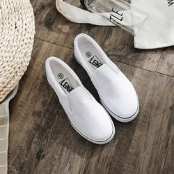 White Shoes Women Slip on Canvas Loafers Unisex Casual Shoes Summer Comfortable Vulcanized Shoes Mens Trainers Zapatos De Hombre