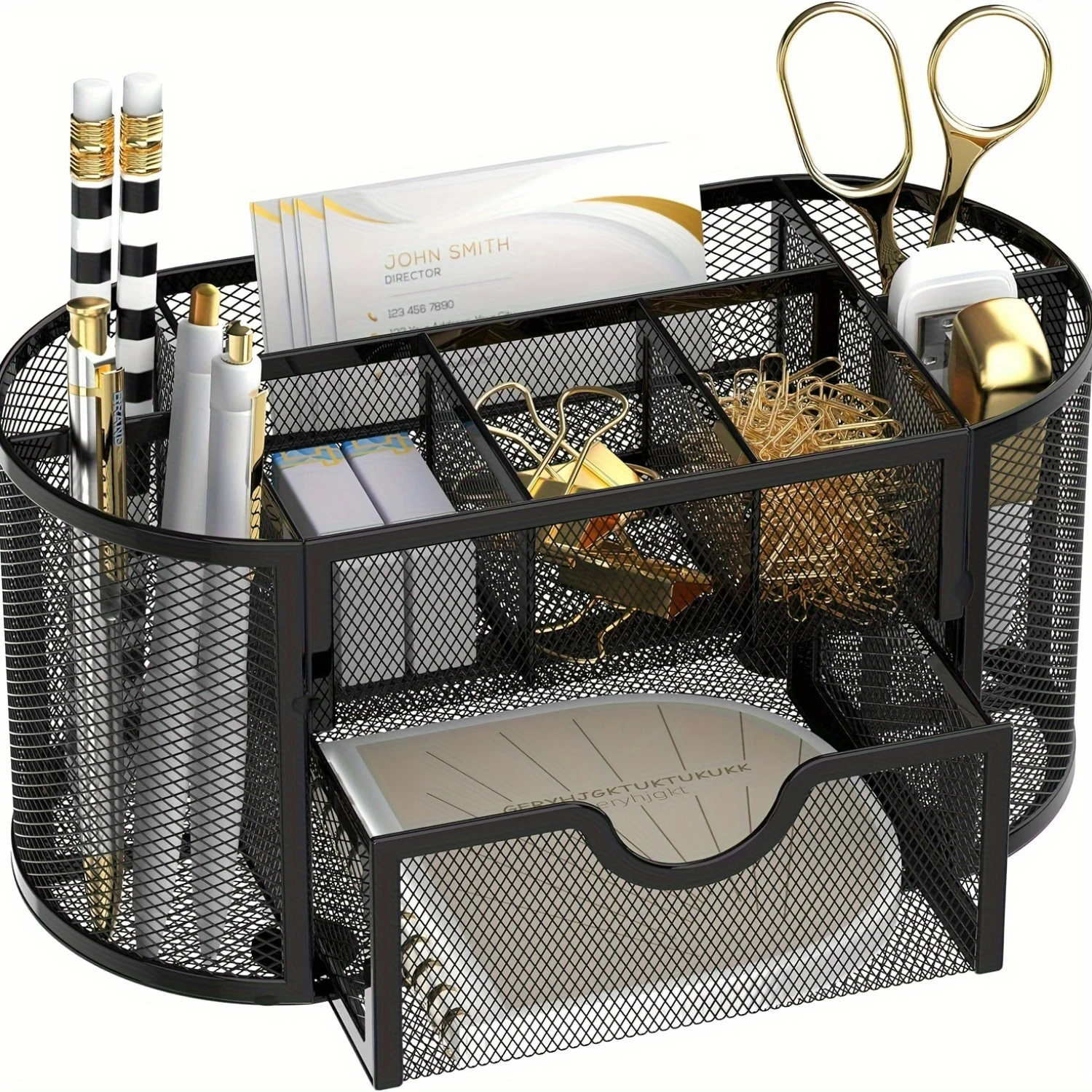 

Small Metal Desk Organizer with Drawers, Desk Accessories & Workspace Organizers, Stationary Organizer with 9 Compartments for o
