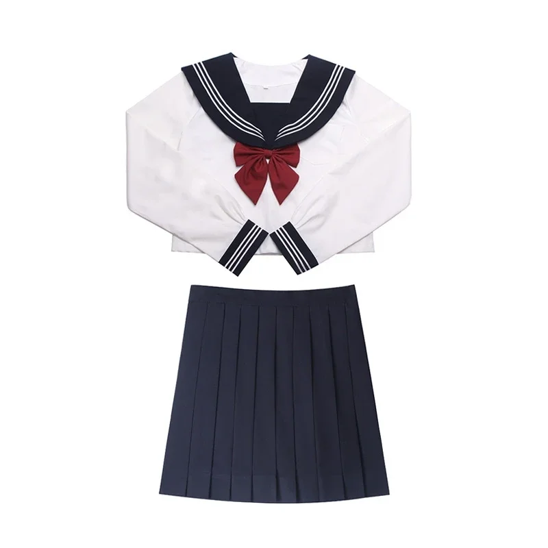 Japanese School Uniform White Navy Seifuku Schoolgirl Sailor Suit Student Girls High School Uniforms Costume Women Sexy JK Skirt