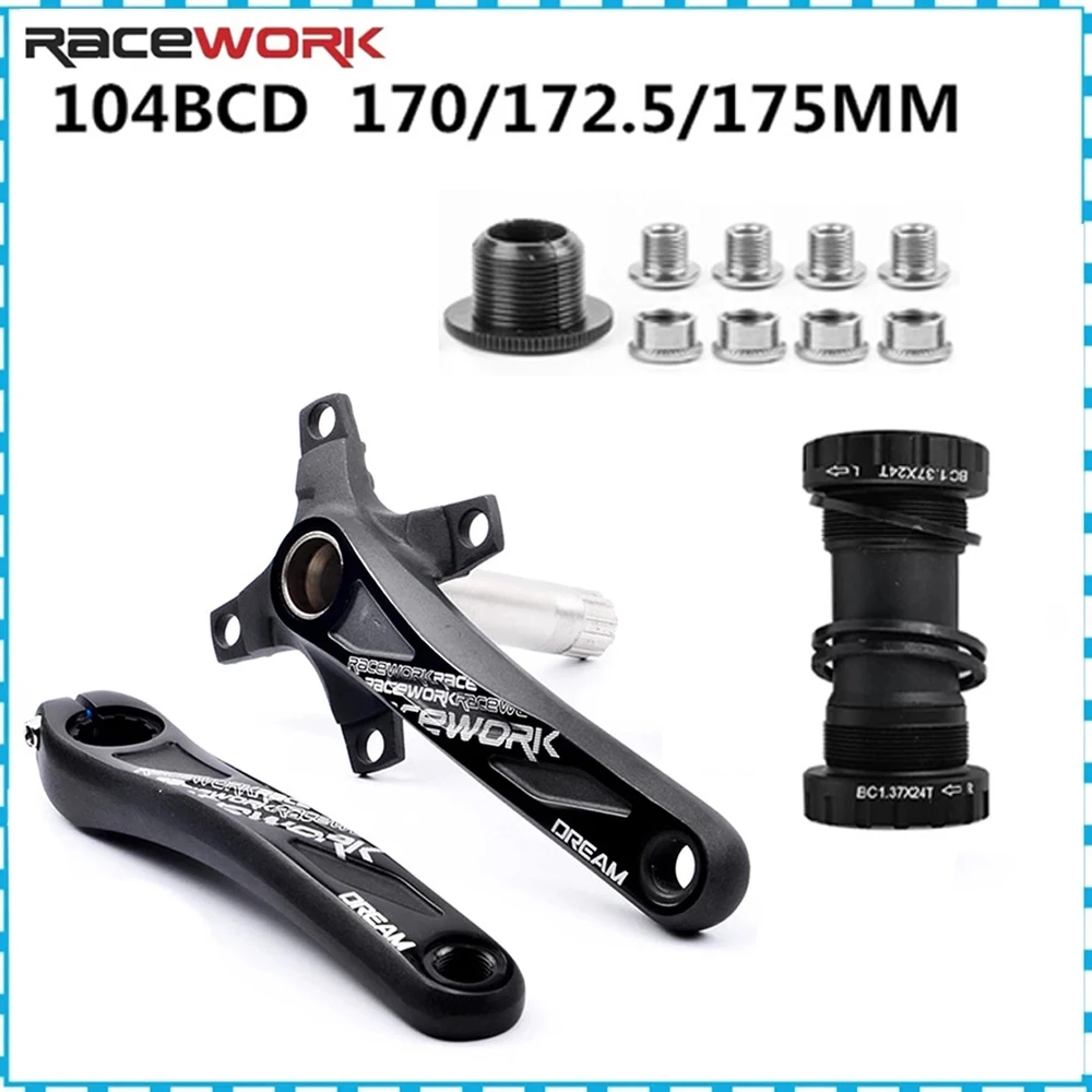 RACEWORK Bicycle Crankset Aluminum Alloy With Bottom MTB Bike Accessories 170mm 172.5mm 175mm Compatible For SRAM SHIMANO