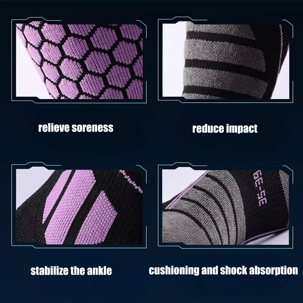 3 paires de chaussettes de Ski antidérapantes, épaisses et chaudes, professionnelles, longues, à Compression en laine, pour cyclisme, randonnée, course à pied, activités de plein air, hiver