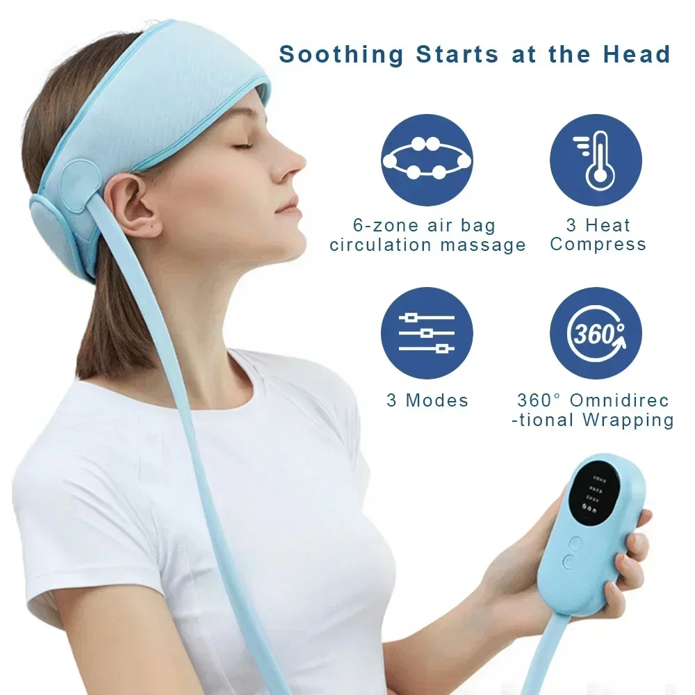 Electric Head Massager Airbag Air Pressure Heating Massage Headband Health Care Pain Relief Scalp Deep Relaxation Physiotherapy