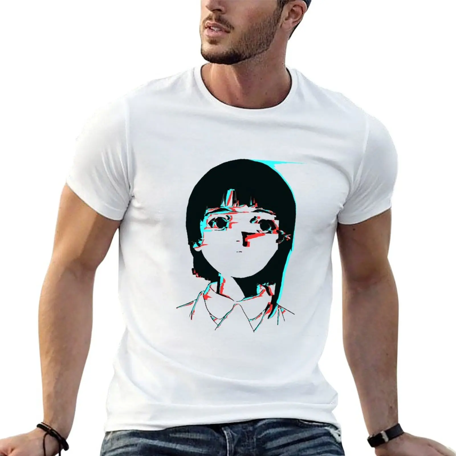 Lain 3D Glitch T-Shirt man t shirts cotton t shirt man casual t shirts for man cotton soft T-shirt