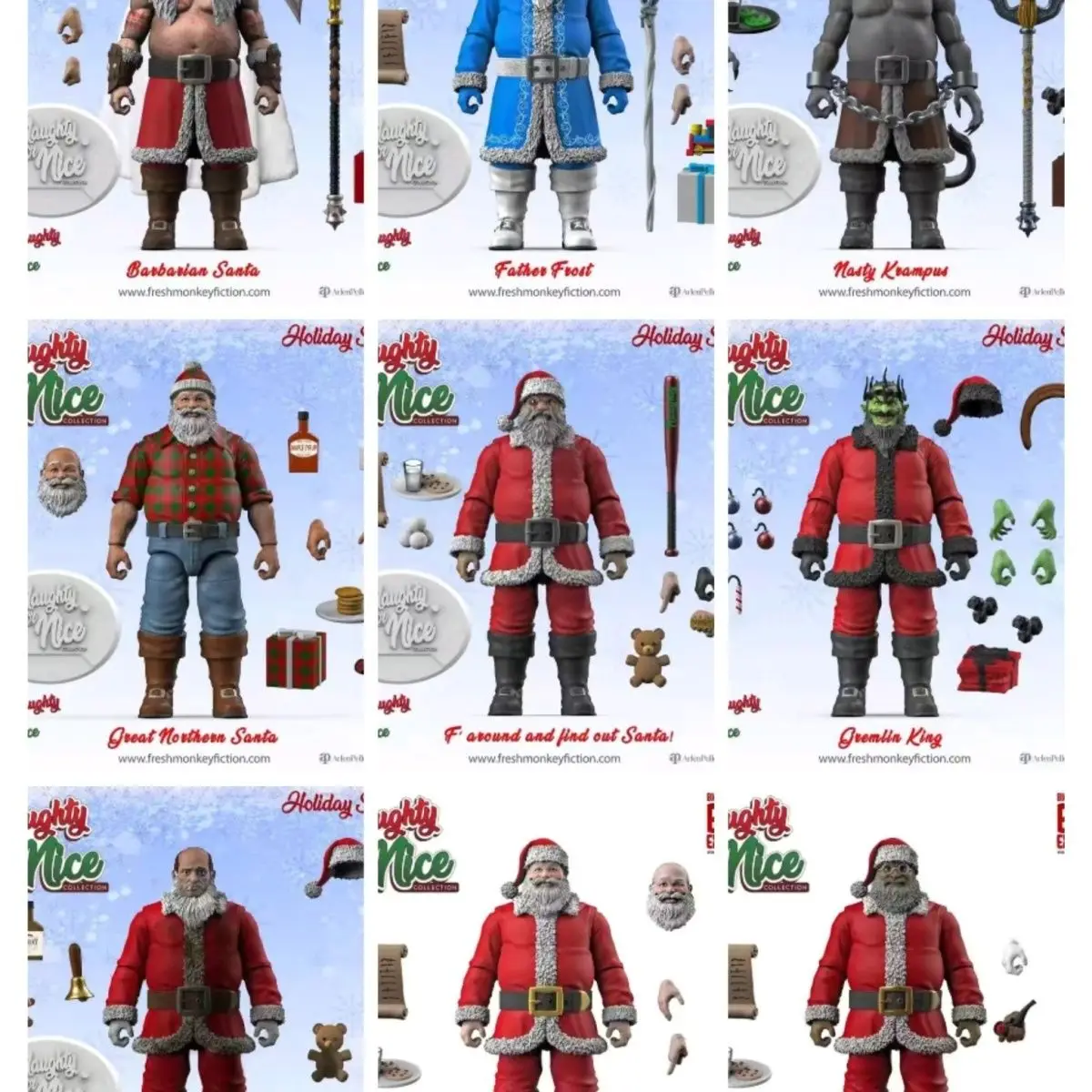 1/12 Original Fresh Monkey Studio Troubled Christmas Santa Claus Series 2 Wave Barbarian Old Man Anime Figure Kids Toy  Gift