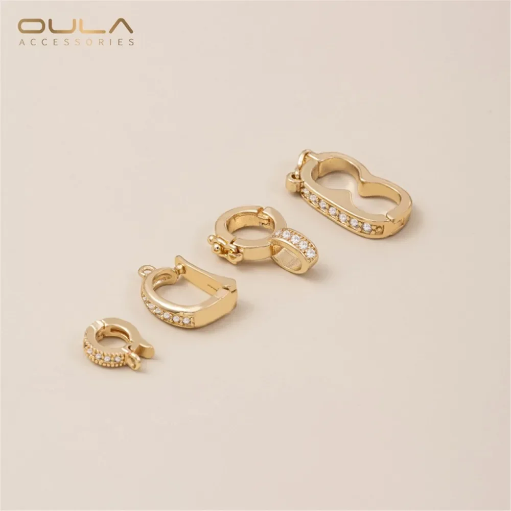 

Color 14K Gold Inlaid with Zirconium Universal Pendant Buckle Pearl Jade Crystal Necklace Buckle Diy Jewelry Buckle Accessories