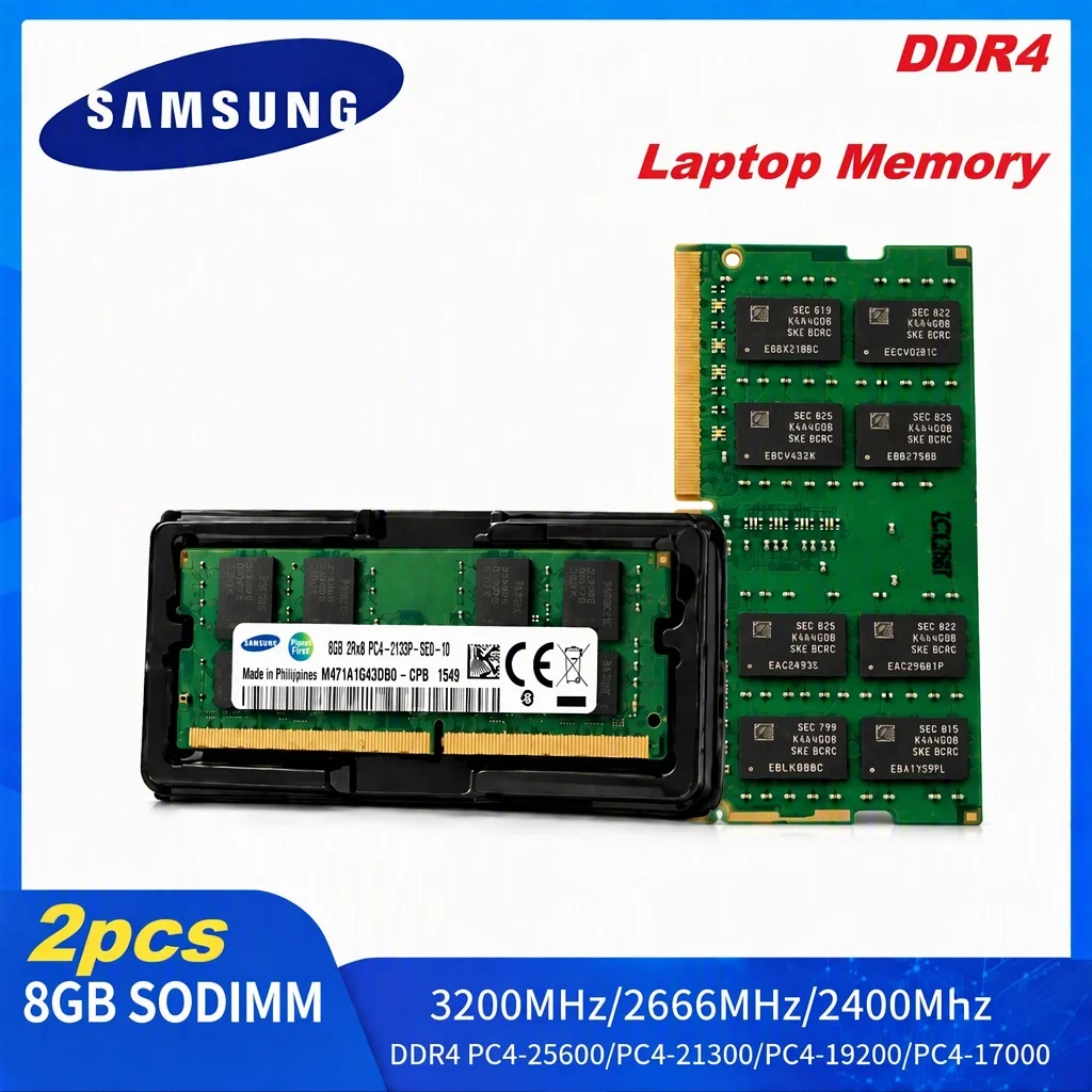 Samsung Laptop RAM DDR4 8GB SODIMM 1.2V 2133 2400 2666 3200 PC4 Notebook Memory for Multi-task Gaming Laptop memória ram