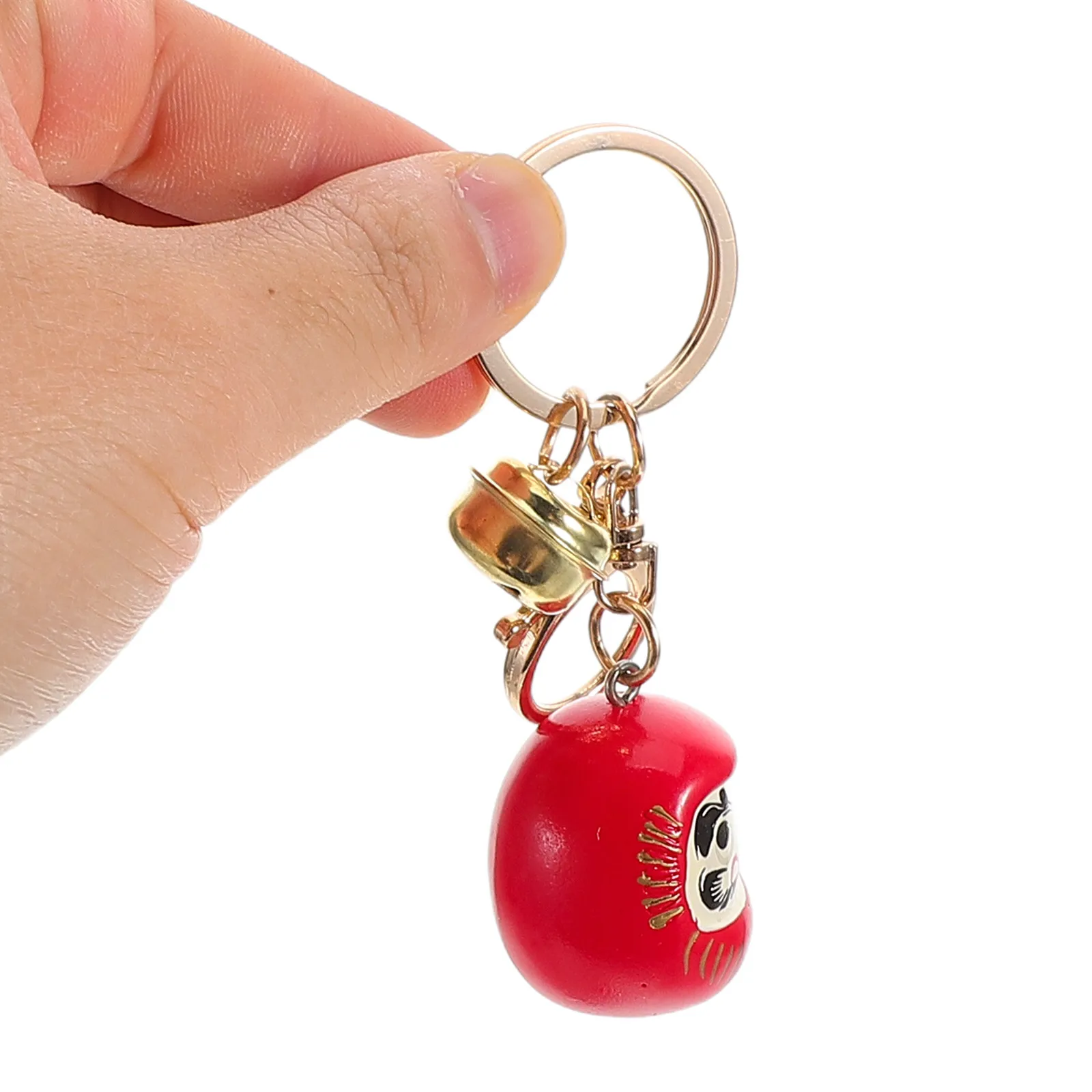 2Pcs Japanese Daruma Keychain Red Lucky Charm Tokyo Travel Souvenir Bag Purse Keyring Asian Kawaii Keychain Charm for