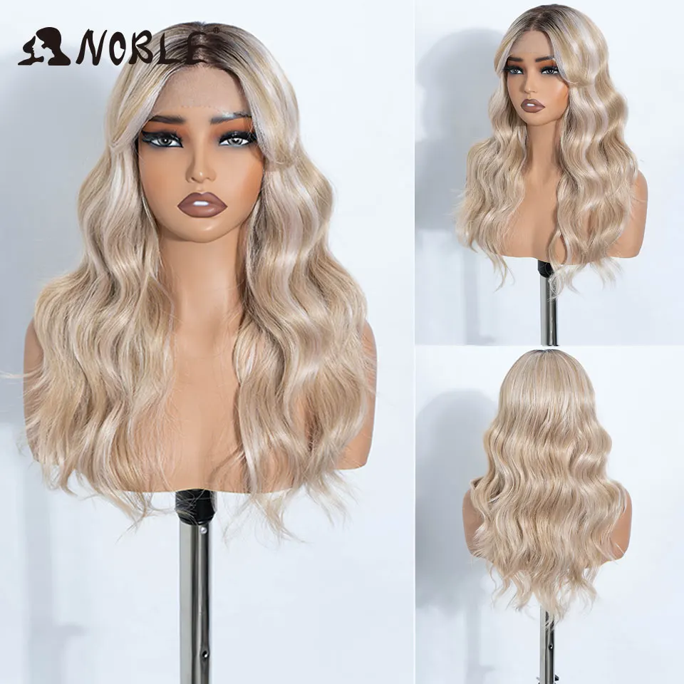 Synthetische Perücke mit Spitze am Vorderteil, 20 Zoll, 6x4, mit Highlights in Aschblond und Braun, natürliche Haaransatzlinie, hitzebeständig, für brasilianische Frauen. – Detail 9