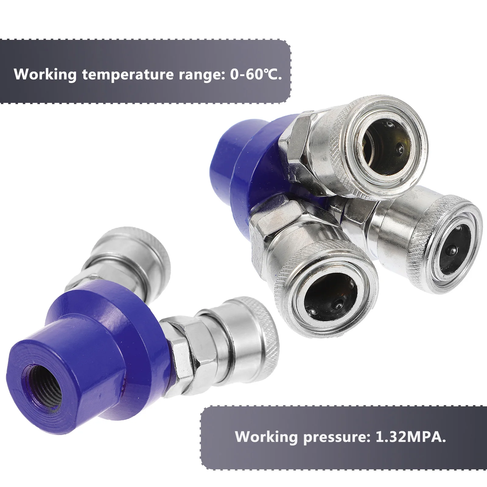 

2 Pcs Air Compressor Splitter Pneumatic Coupling Nickel Plated Iron Quick Connector Fittings High Pressure