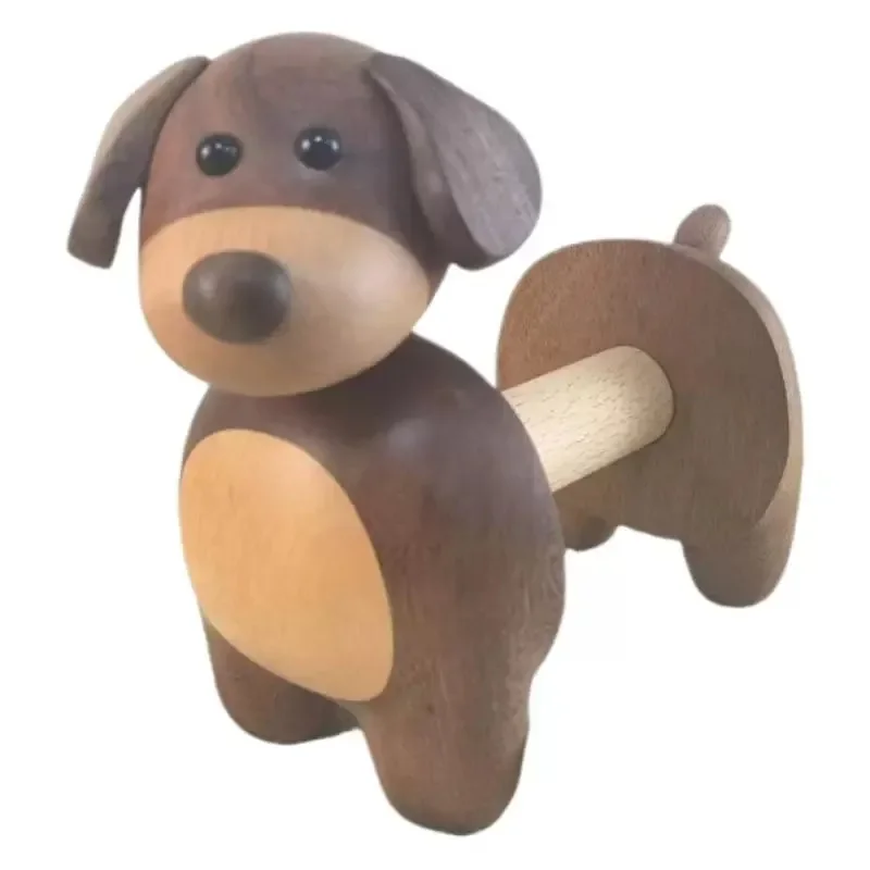 

Puppy tissue holder Log roll paper holder Solid wood creative ornament Cute simple vertical tissue holder