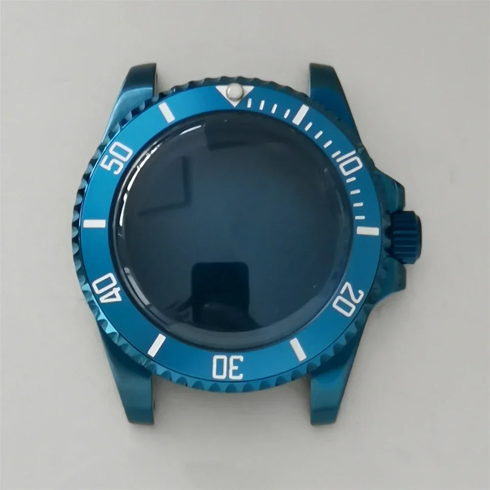 

High Quality Domed Mirror Electroplated Blue Watch Case 40mm Stainless Steel Sapphire Glass Case for NH35 NH36 Movement NEW DIY