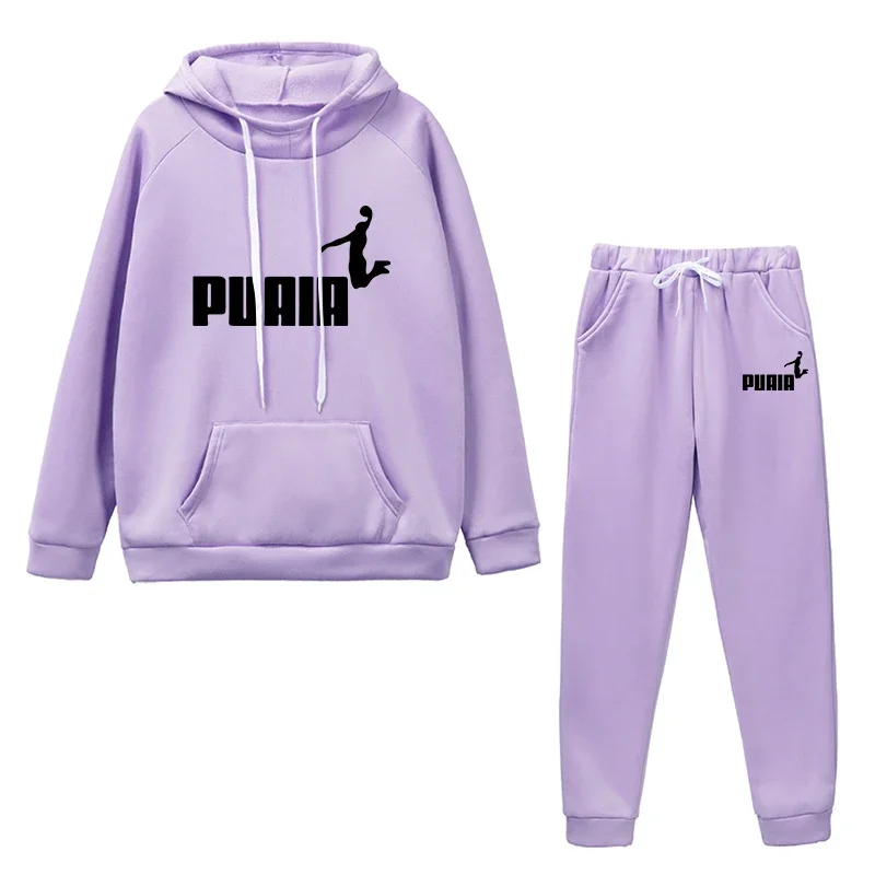 Womens Pant Sets Fashion Casual Hot Sales Hooded Sweatshirt Suit High Quality Print OutfitsClothing MacaronColor Tracksuit S-3XL