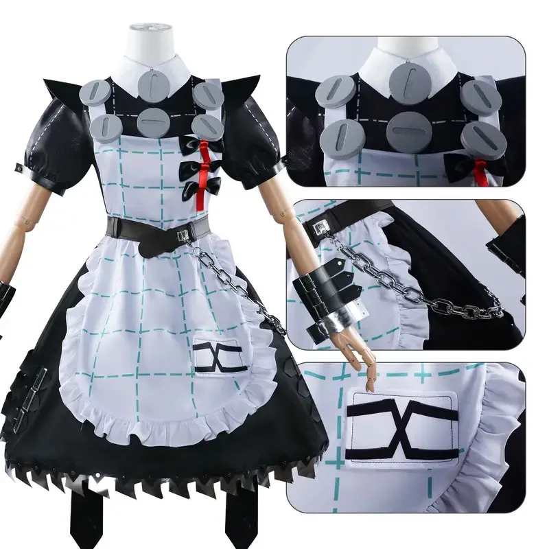 

asdh8@Corin Wickes Cosplay Costume Zenless Zone Zero Cos Uniform Black Maid Party Dress Halloween Christmas Outfits Girls WomenC