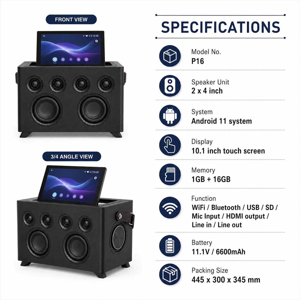 For 2026 New Touch Screen Portable Karaoke Machine 10.1-Inch Screen Lyrics Display For V5.0 Wireless Microphone Computer