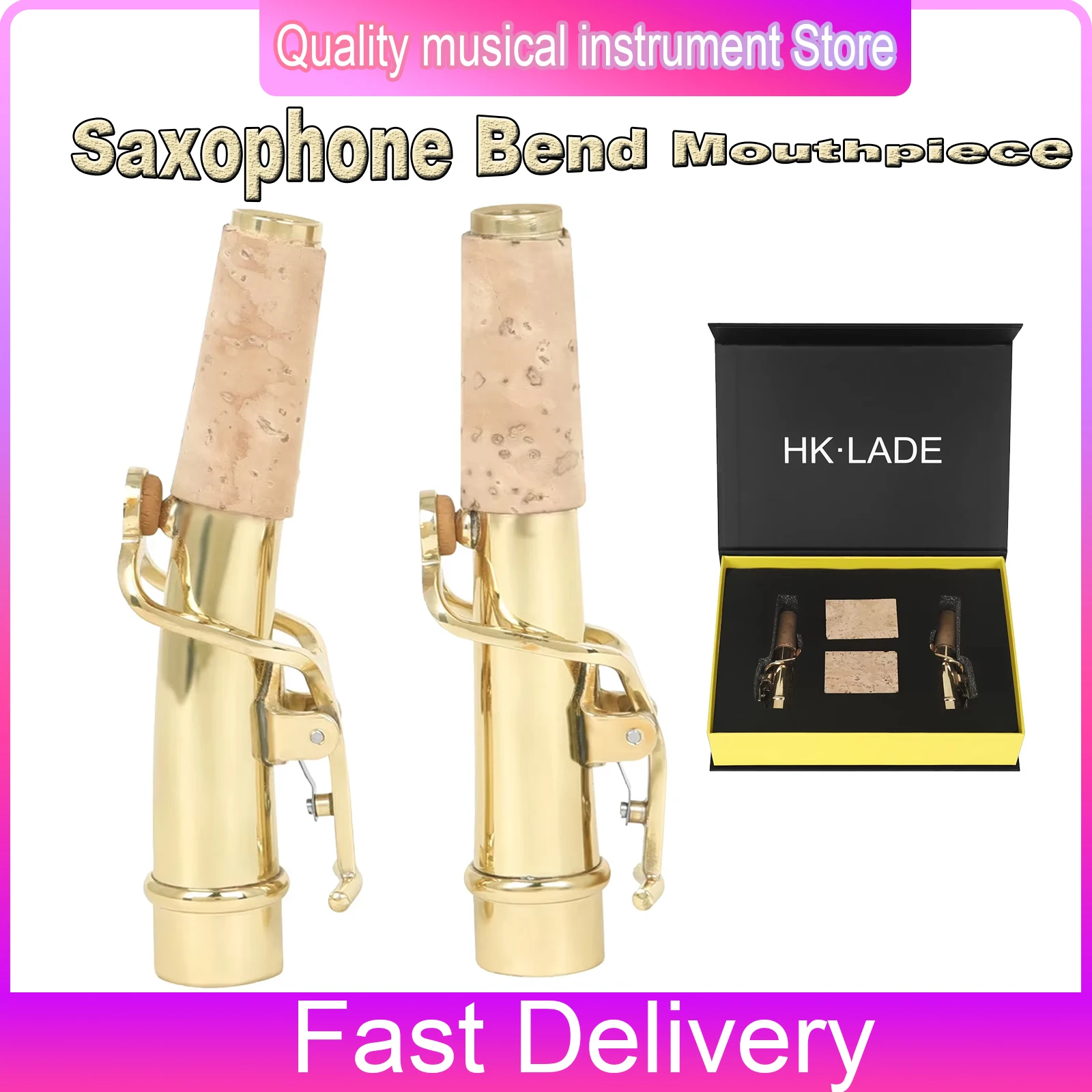 

SLADE Saxophone Straight Pipe Mouthpiece Saxophone Bend Mouthpiece Golden Treble Saxophone Instruments Specialized Parts