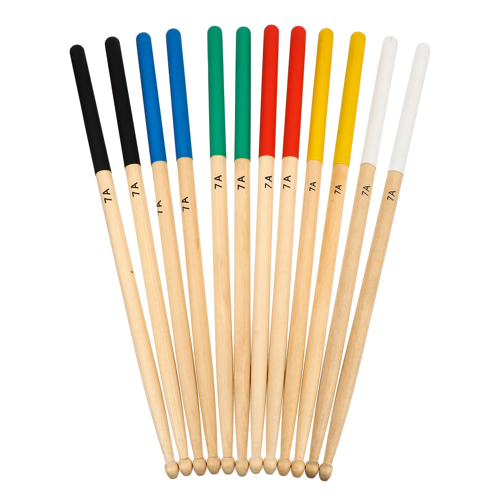 

6Pairs Environmentally Friendly Wood Drumsticks Non-Skid Surface Light Balanced Percussion Drumsticks for Youth Bands Drum Kit