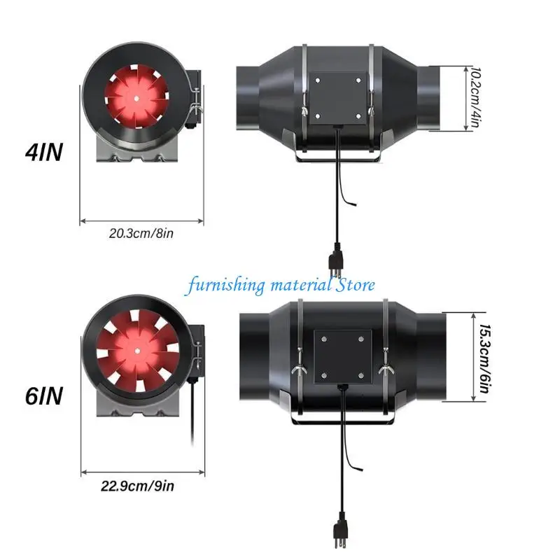 مروحة أنبوب Y5GD، مروحة تهوية هادئة 205CFM/350CFM مع وحدة تحكم في السرعة والتحكم في درجة الحرارة والرطوبة للتدفئة والتبريد