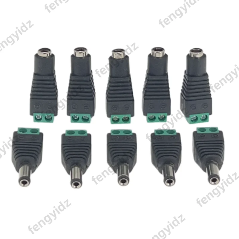 5pairs Female and Male DC Connectors 5.5x2.1mm Power Plug Adapter Jacks Sockets Connector For Single Color LED Strip CCTV Camera