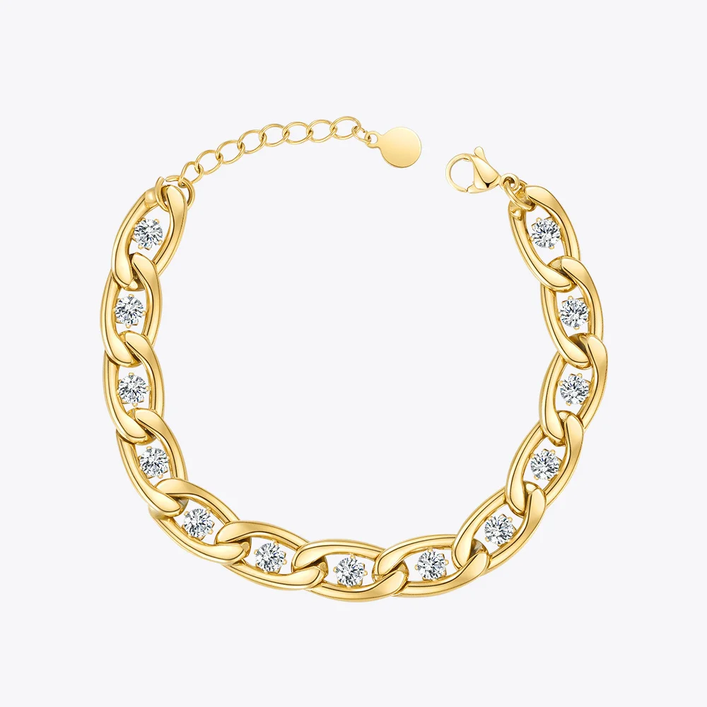 ENFASHION Zircons Chain Bracelet For Women Stainless Steel Elegant Bracelets Gold Color Fashion Jewelry Pulseras Friends B212228