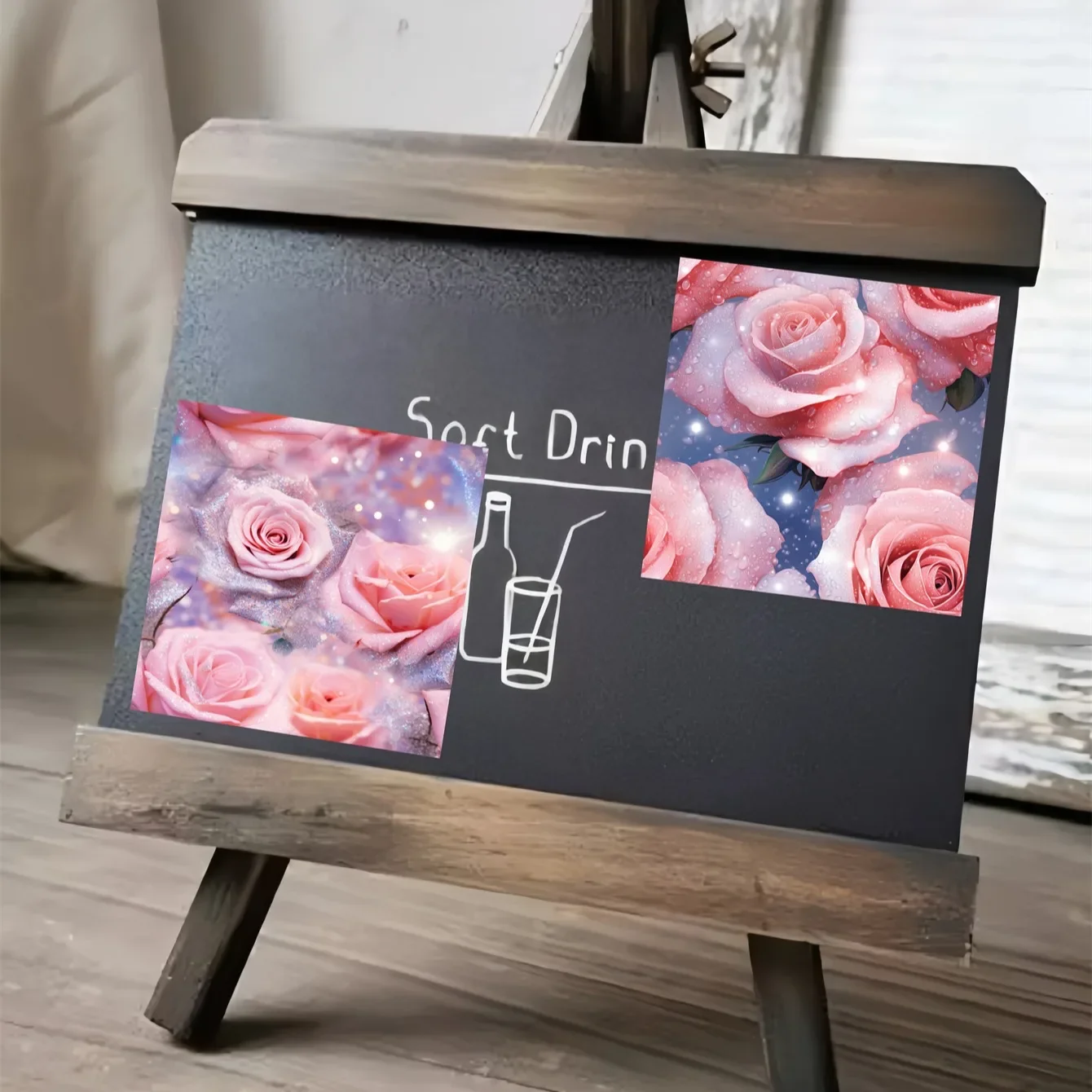 

15pcs Cute Pink Sparkling Rose Stickers Scrapbooking Decoration Hand Book Material TN Set Of Restoring Ancient Ways Phone