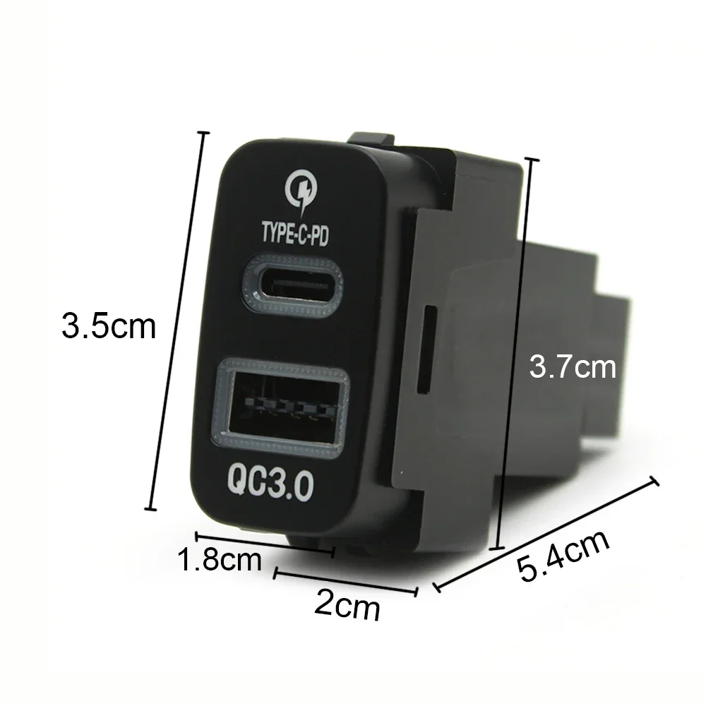 1pc Quick Charge Car Charger TYPE-C PD USB Interface Socket Use for Mitsubishi Outlander LancerEX Pajero Sport ASX V73 V93 V97