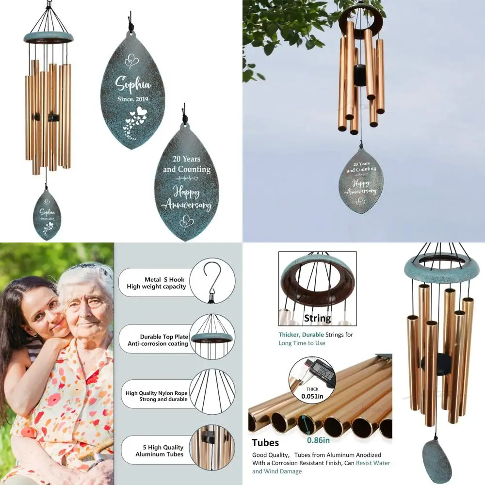 

customized anniversary wind chime: perfect 20th or 50th wedding gift for couples on valentine's day