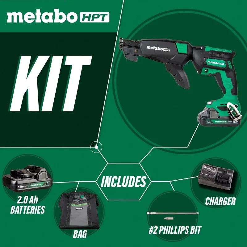 Cordless 18V MultiVolt™ Drywall Screw Gun Kit Includes Collated Screw Magazine Attachment 1-18V 2.0 Ah Battery