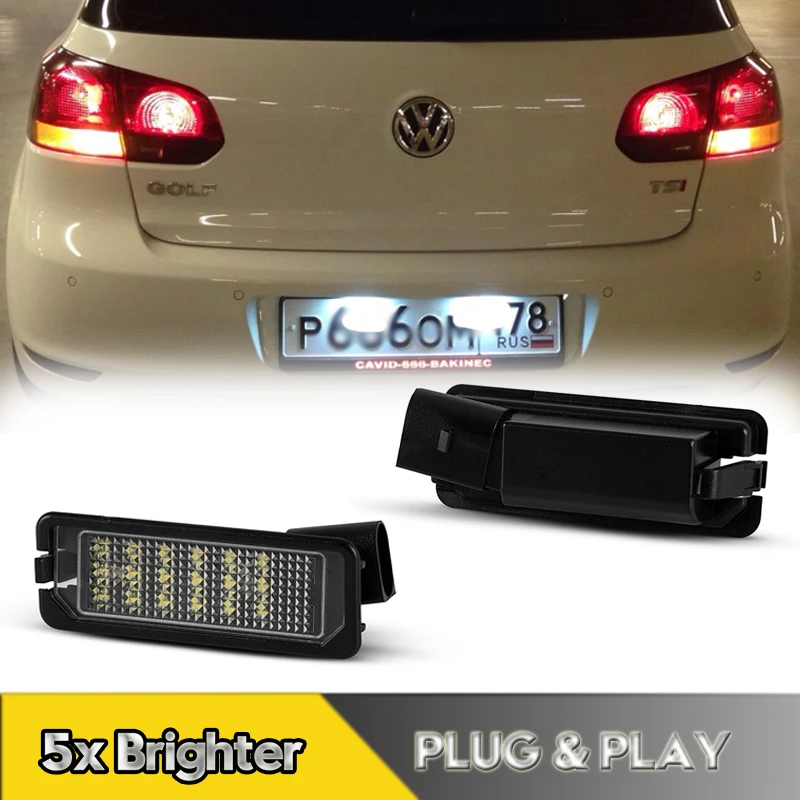 

2Pcs LED Number License Plate Light Lamps For VW Golf 4 5 6 7 Passat Polo Lupo EOS New Beetles Scirocco Phaeton Porsche Cayenne