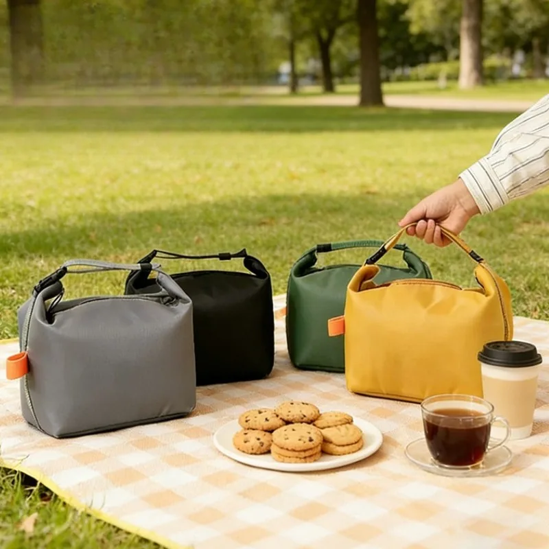 Isolierte Lunchtasche, große Kapazität, faltbar, wasserdicht, mit Aluminiumfolienfutter, Kühlbox für Büro, Reisen und Picknicks. – Detail 6