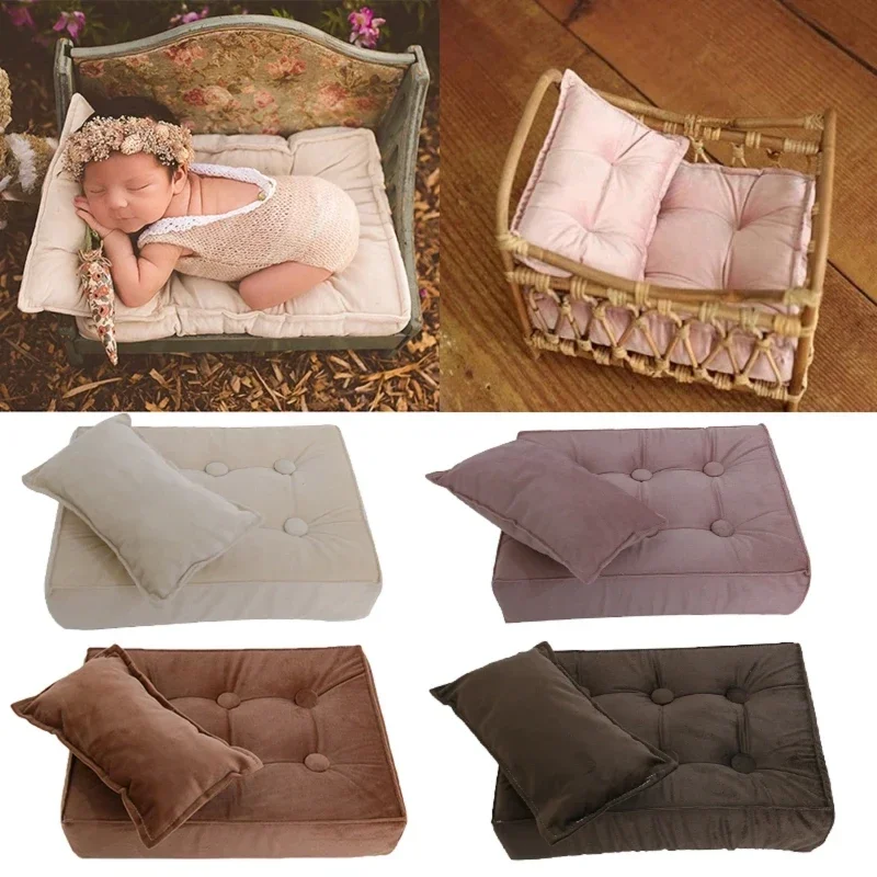 Newborn Photography Props Posing Bedding Mattress & Pillow Bed Cushion Baby Photo Shooting Props Backdrop for Baby Shooting