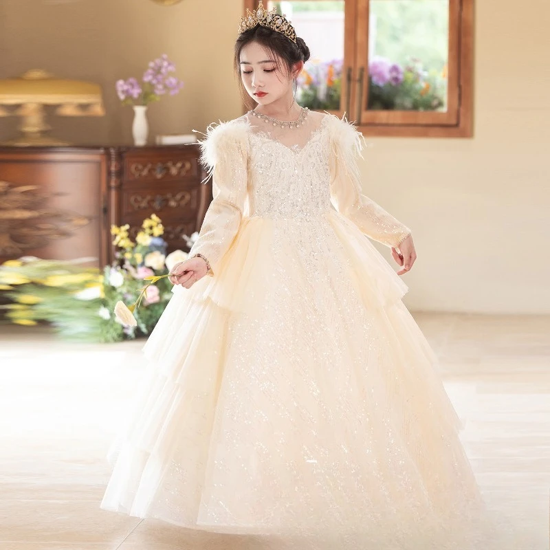 子供ドレス 高級プリンセスドレス フラワーガール ウェディングガールズ ピアノ演奏ドレス