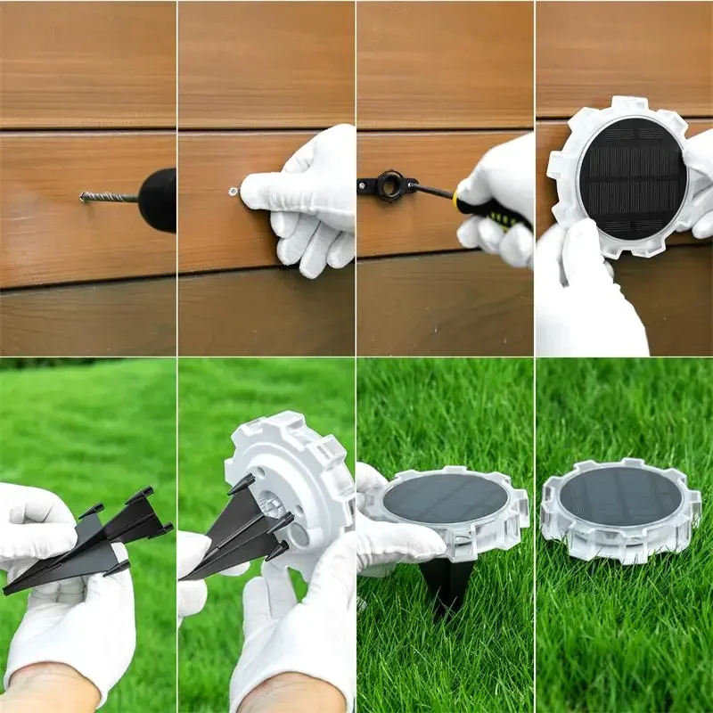 Solar Wall Washer Lights White Warm Color Changing Waterproof Lamp for Garden Yard Fence Patio Decoration