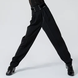 2024 New Boy Latin Dance Pants Children Tango Practice Clothes Ballroom Samba Black High waist Pants Performance Trousers XH1047