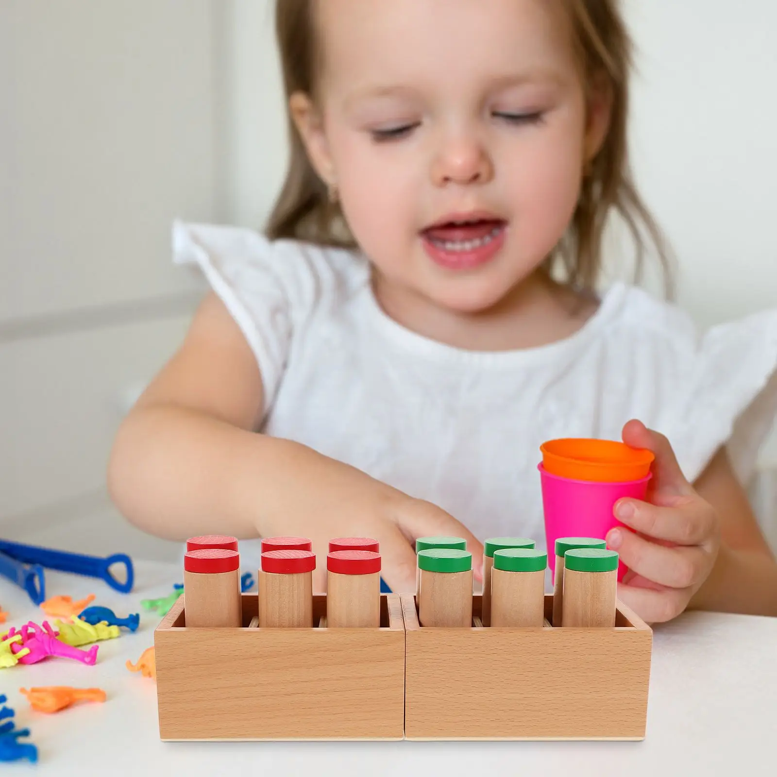 Sensory Toys Montessori Cylinder Rainmaker Blocks Wood Tube Wooden Rattle Child