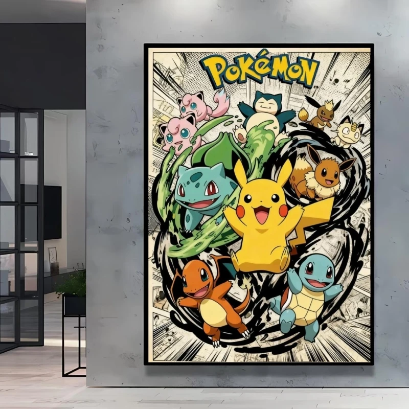 Canvas Artwork Pokemon Painting Character Poster Collection Children Gifts Home Decoration Modular Prints Living Room Decoration