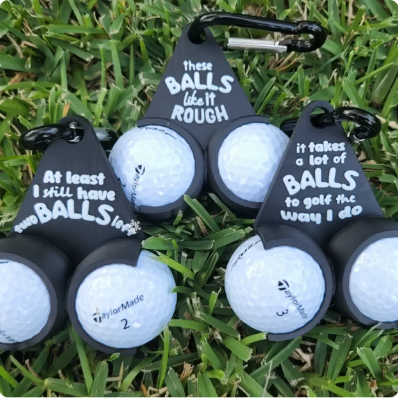 3D Printed Funny Golf Ball Holder Funny Golf Ball Holder Holds two balls Portable Golf Ball Organiser with Carabiner