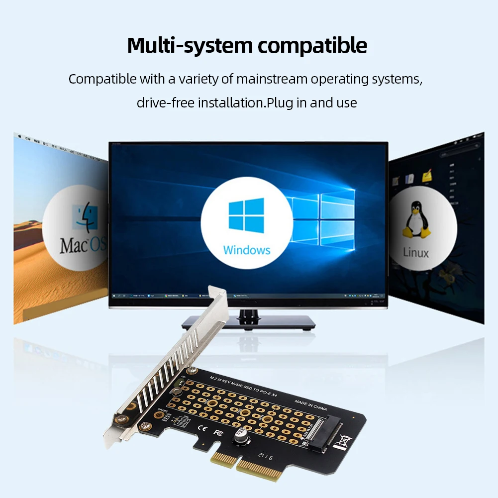 

Адаптер M.2 NVMe SSD TO PCIE X4 32 Гбит/с M.2 NVMe SSD к PCI Express 3.0/4.0 Карта расширения Светодиодный индикатор для Windows//Linux