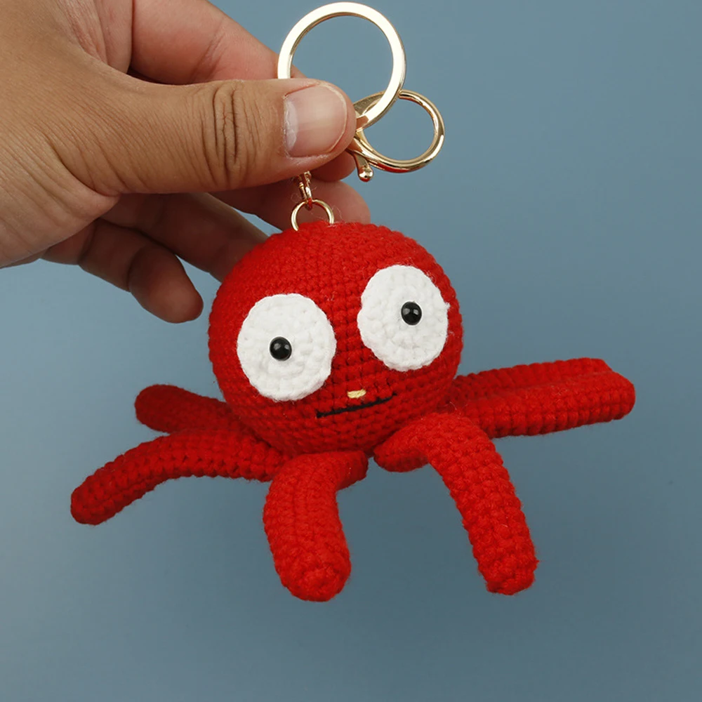 Kreativer Häkel-Oktopus-Anhänger, handgewebter Schildkröten-Schlüsselanhänger, gestrickter Meeres-Schlüsselanhänger, Rucksack-Anhänger, Geschenk 2026 – Detail 1
