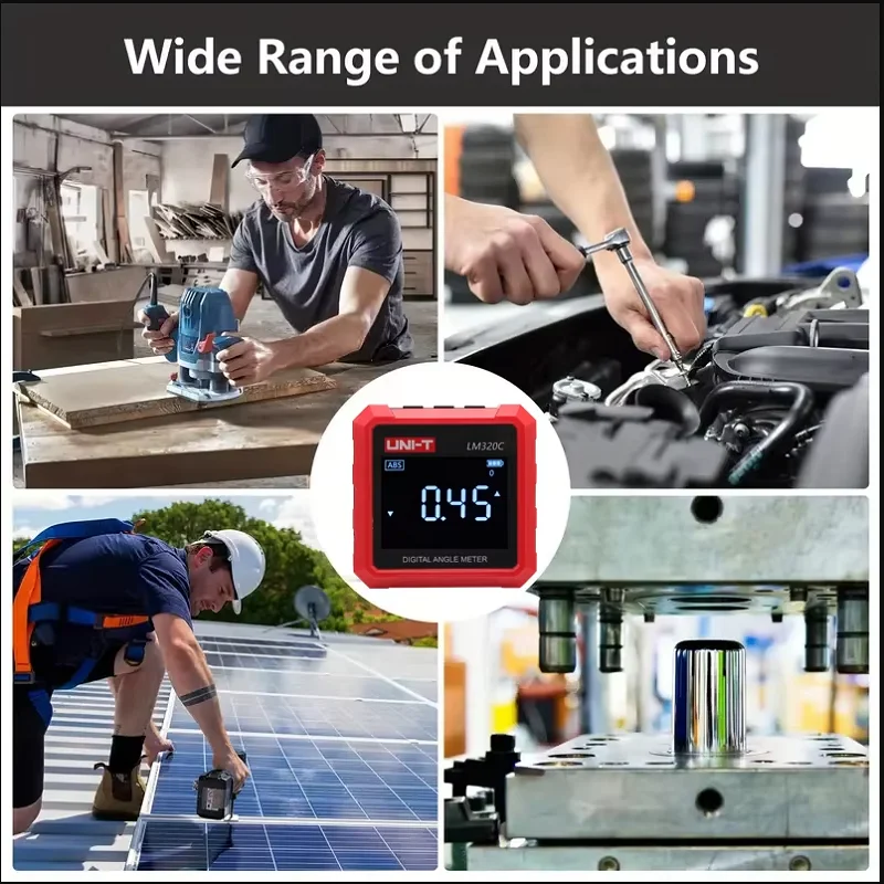 UNI-T LM320C Digital Angel Meter Relative & Absolute Angle Measurement 4x90° Inclinometer 3 Side Magnetic Electronic Goniometer