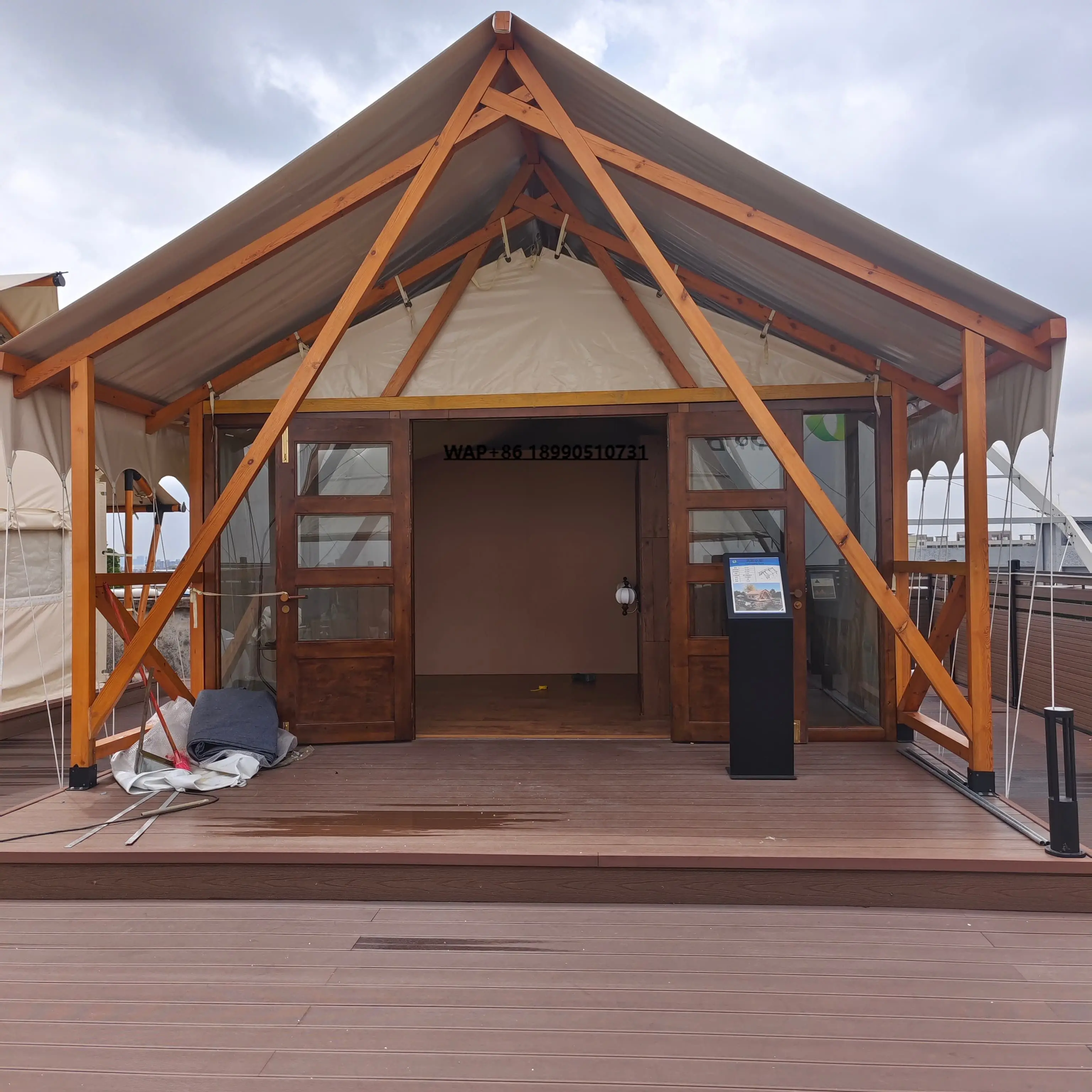 

Outdoor Luxury Hotel Living Resort Custom Homes Wood Canvas Lodge Glamping Hut With Bathroom Safari Lodge Tents