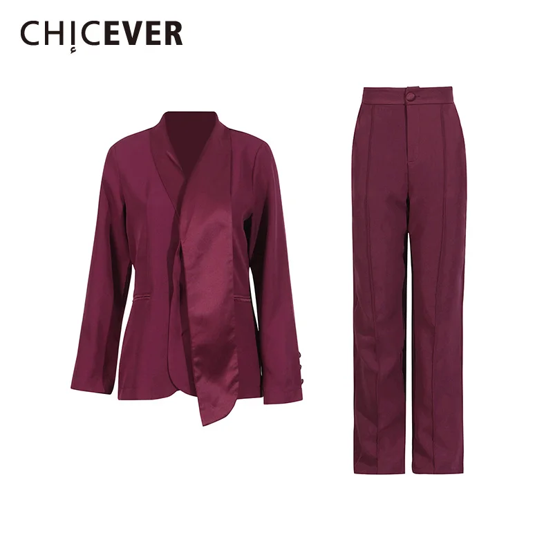 

CHICEVER Winered комплект из двух предметов для женщин, пальто с длинными рукавами и лацканами, прямые брюки с высокой талией, элегантные наряды, женская весенняя мода