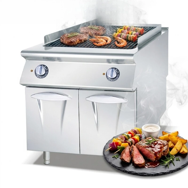 Commercial  Grill Electric Lava Rock Grill With Cabinet   9.6kW Griddle Cooking Fast Heating  for Restaurant FWX
