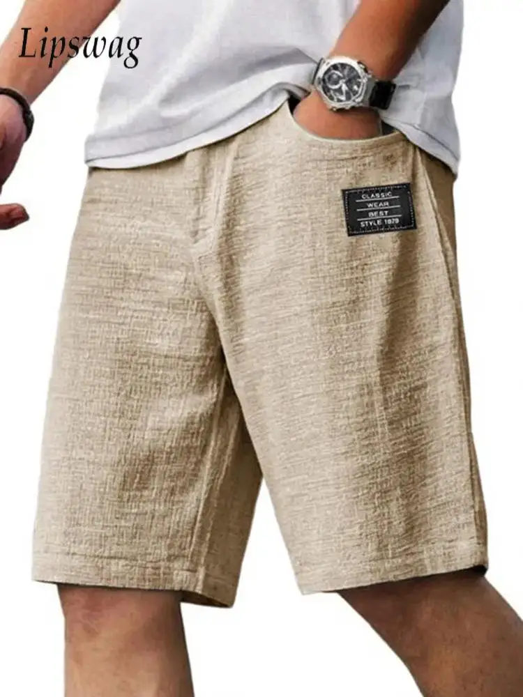 

Summer Casual Mens Breathable Linen Shorts Vintage Solid Color Loose Straight Shorts Vacation Beach Men Fashion Linen Shorts 5XL