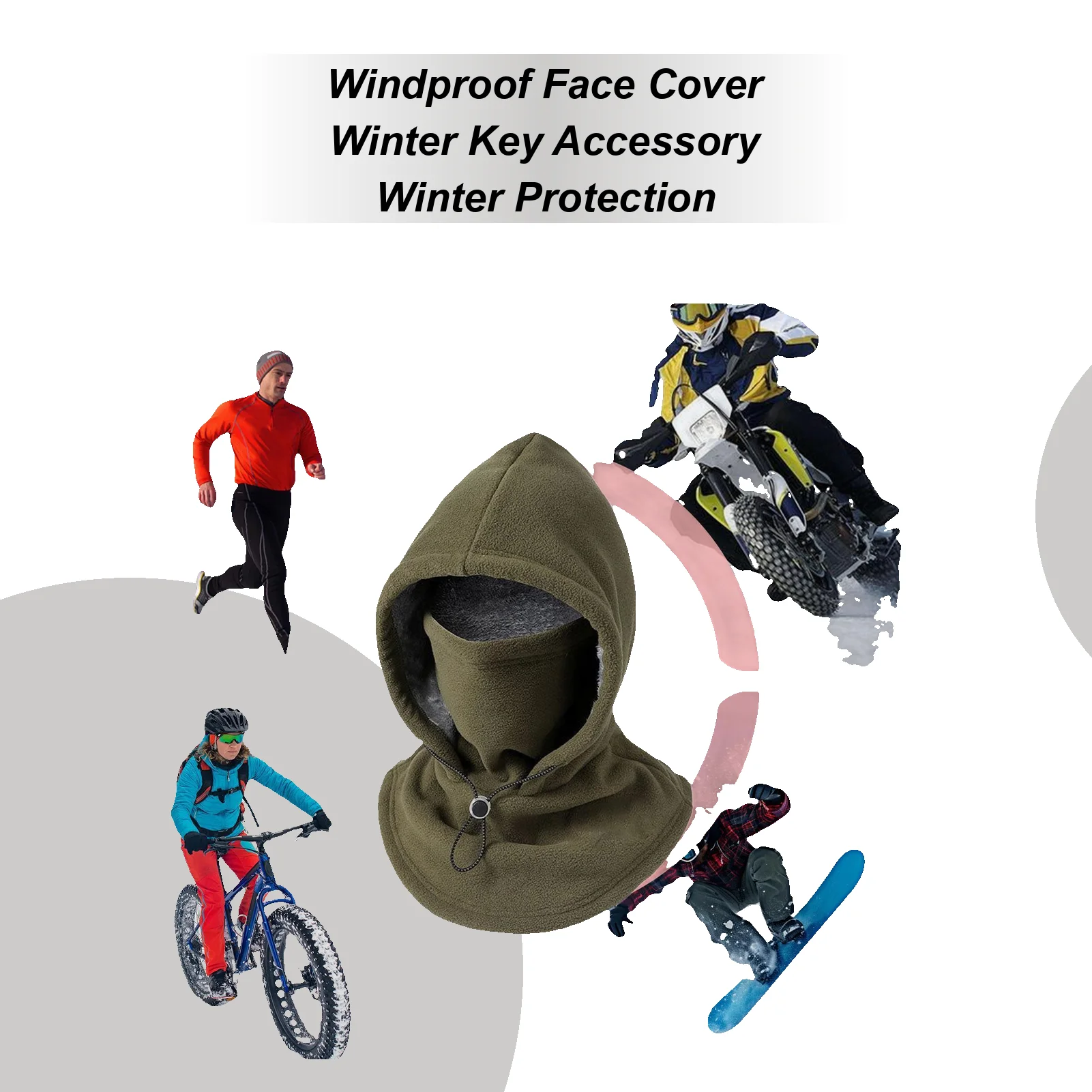 Winter Hat With Face Cover Breathable Adjustable Drawstring Windproof Outdoor Supplies Warm Winter Hat For Cold Weather Cycling
