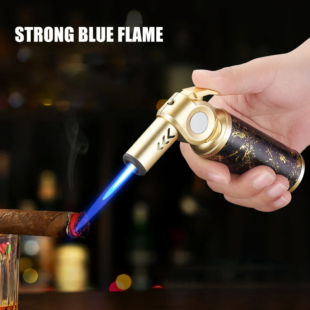 JOBON Blue Flame Cigar Lighter One-button Fixed Flame Design Safety Lock Multi-scene Use Adjustable Flame Ignition Tool