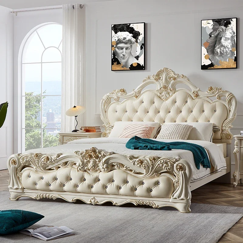 

European Bedroom Massage Bed Design Frame Luxury Double Bed Princess Sleeping Platform Safe Sofa Headboards Cama Home Furniture