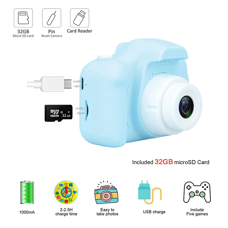 Kids Camera Toys 8 Million Pixel Video Digital Selfie Cameras Mini Camcorder Children Educational Toys Kids Gifts for Girls Boys