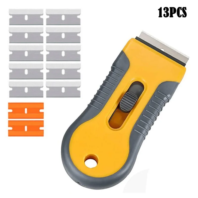 

Professional Glass Ceramic Scraper Tool with 12 Blades, Non-Scratch RazorBlade Scraper for Cleaning Windows Stove Paint Floor